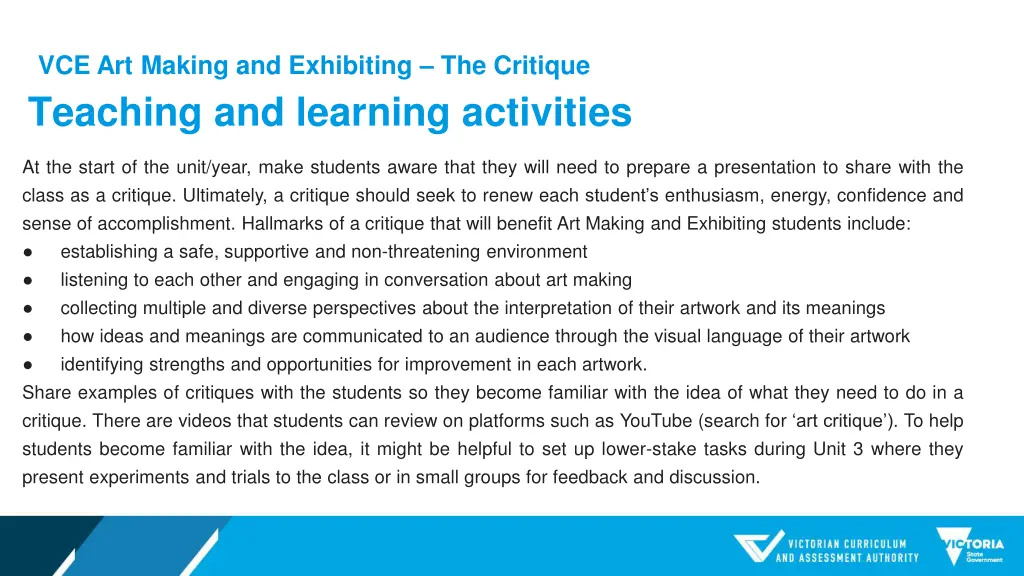 vce art making and exhibiting the critique 6