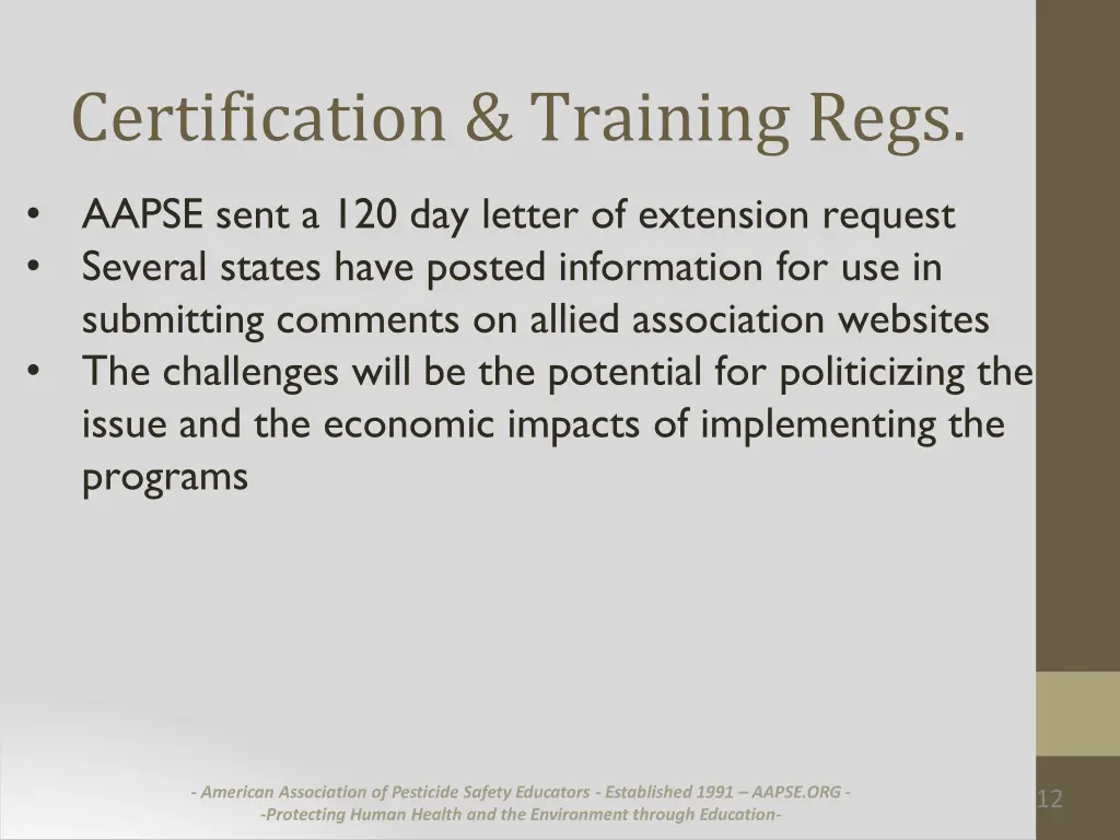certification training regs