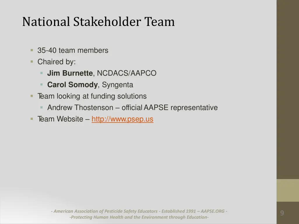 national stakeholder team