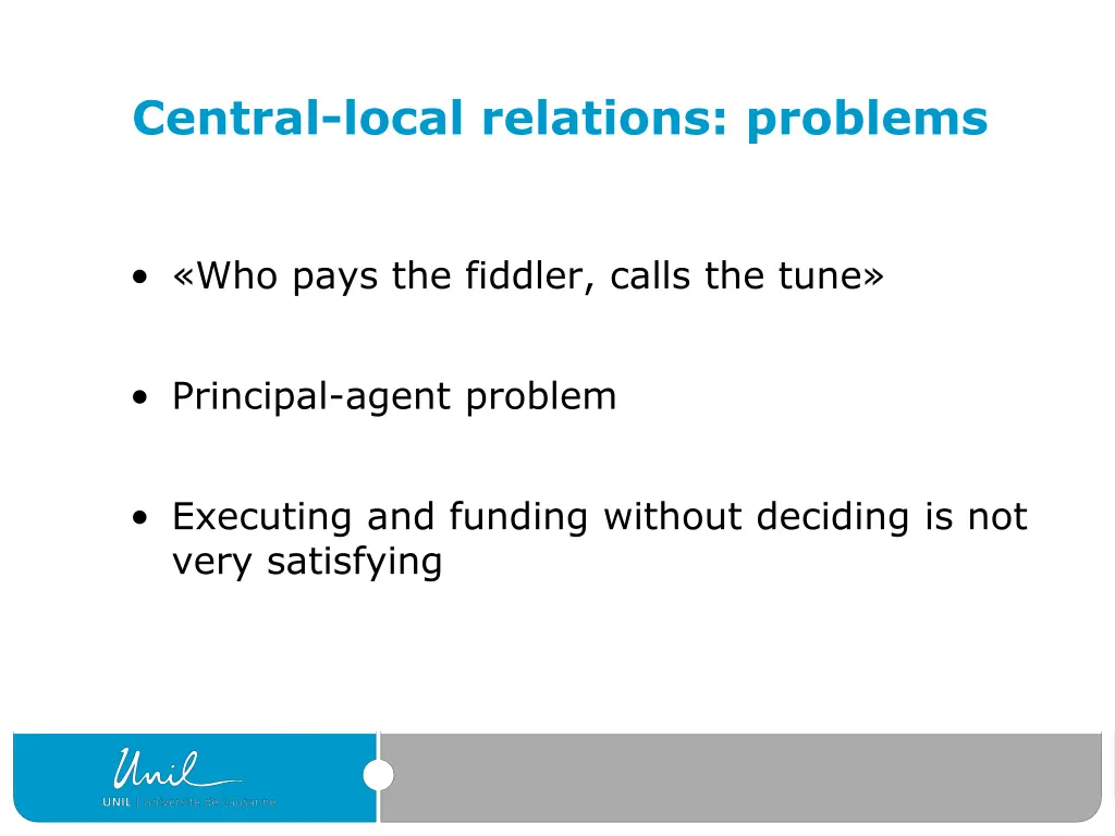 central local relations problems