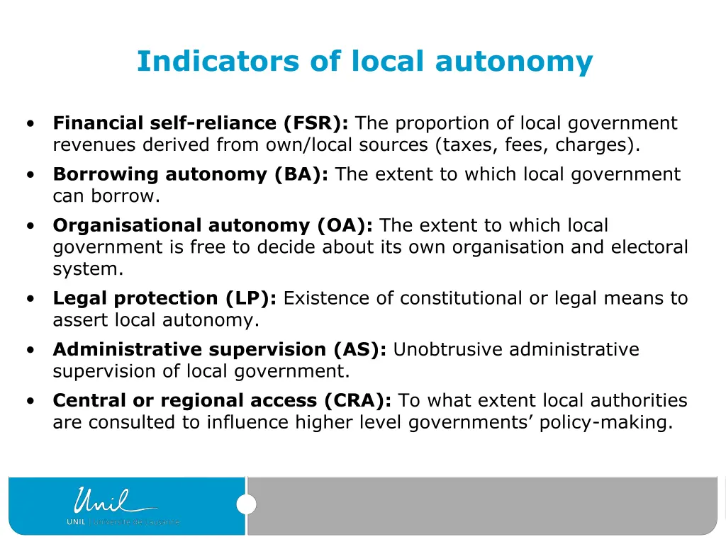indicators of local autonomy 1