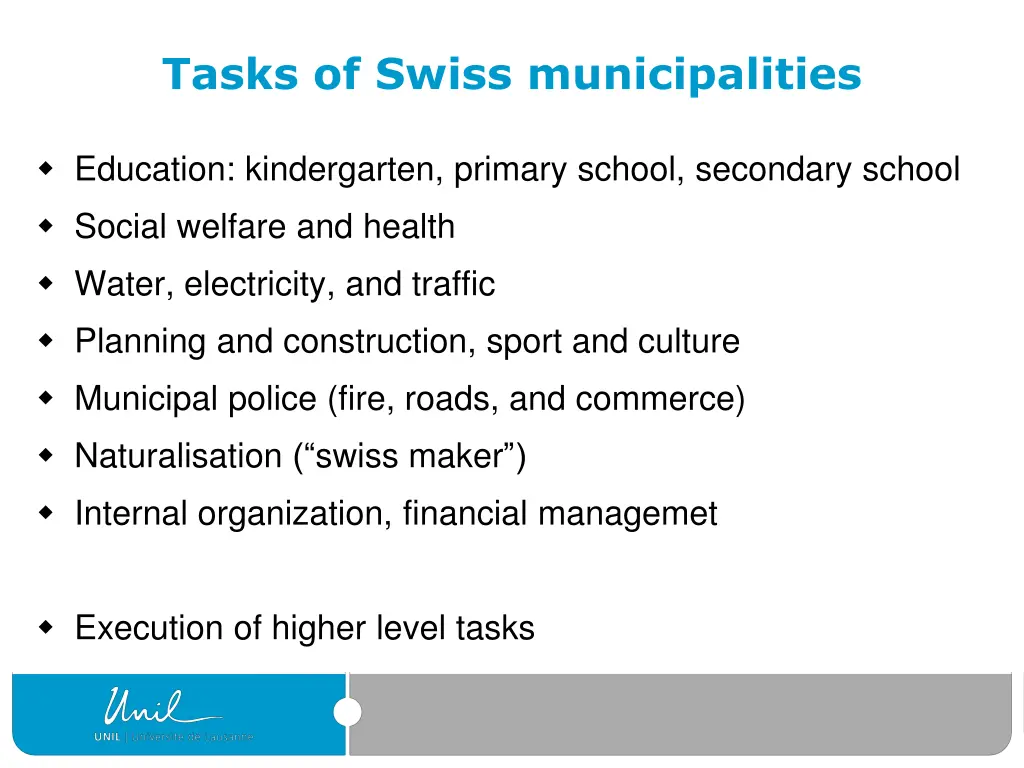 tasks of swiss municipalities