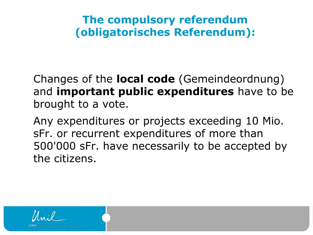 the compulsory referendum obligatorisches