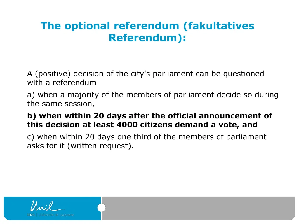 the optional referendum fakultatives referendum