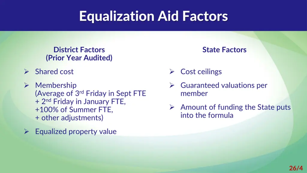 equalization aid factors