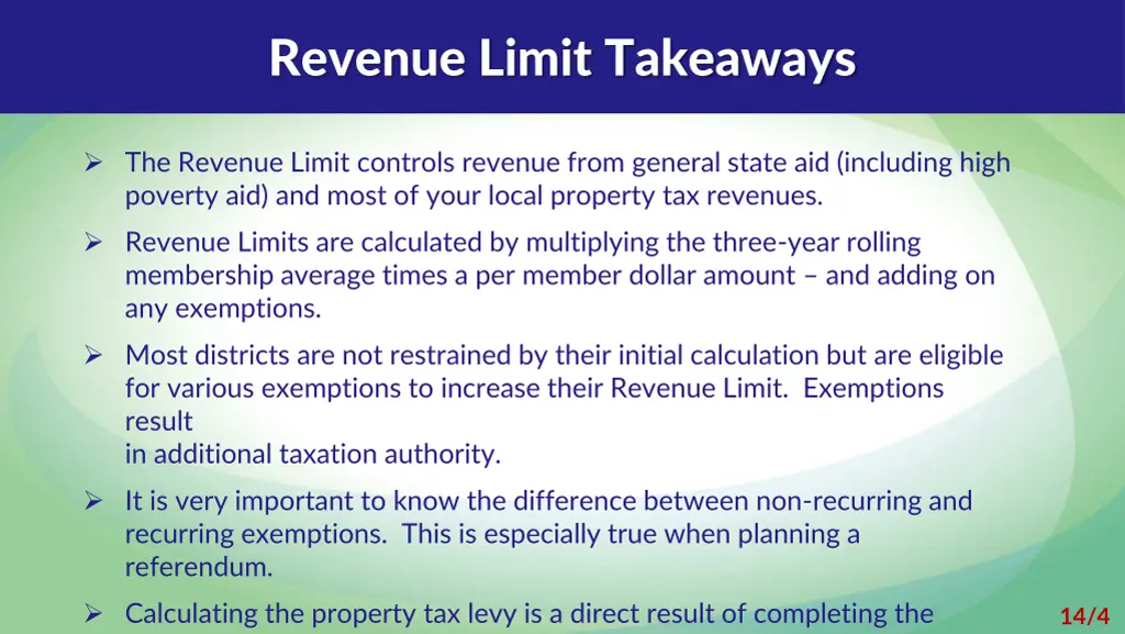 revenue limit takeaways
