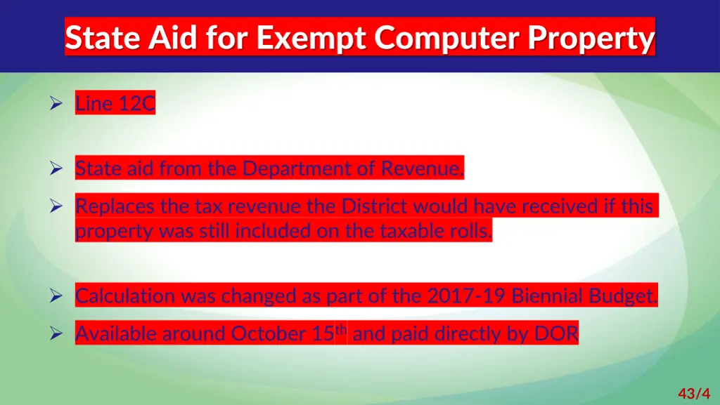 state aid for exempt computer property