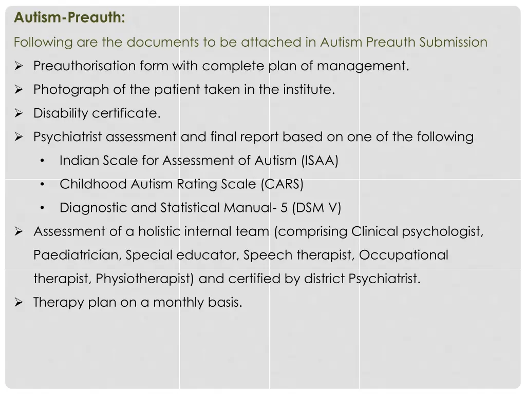 autism preauth