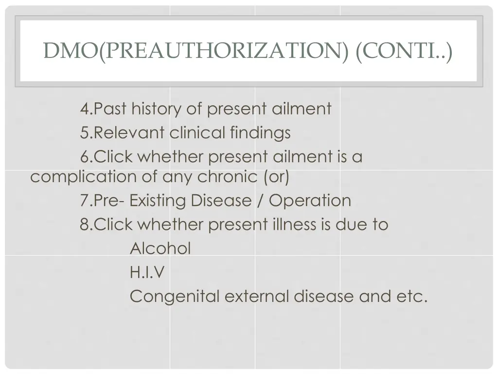 dmo preauthorization conti 5