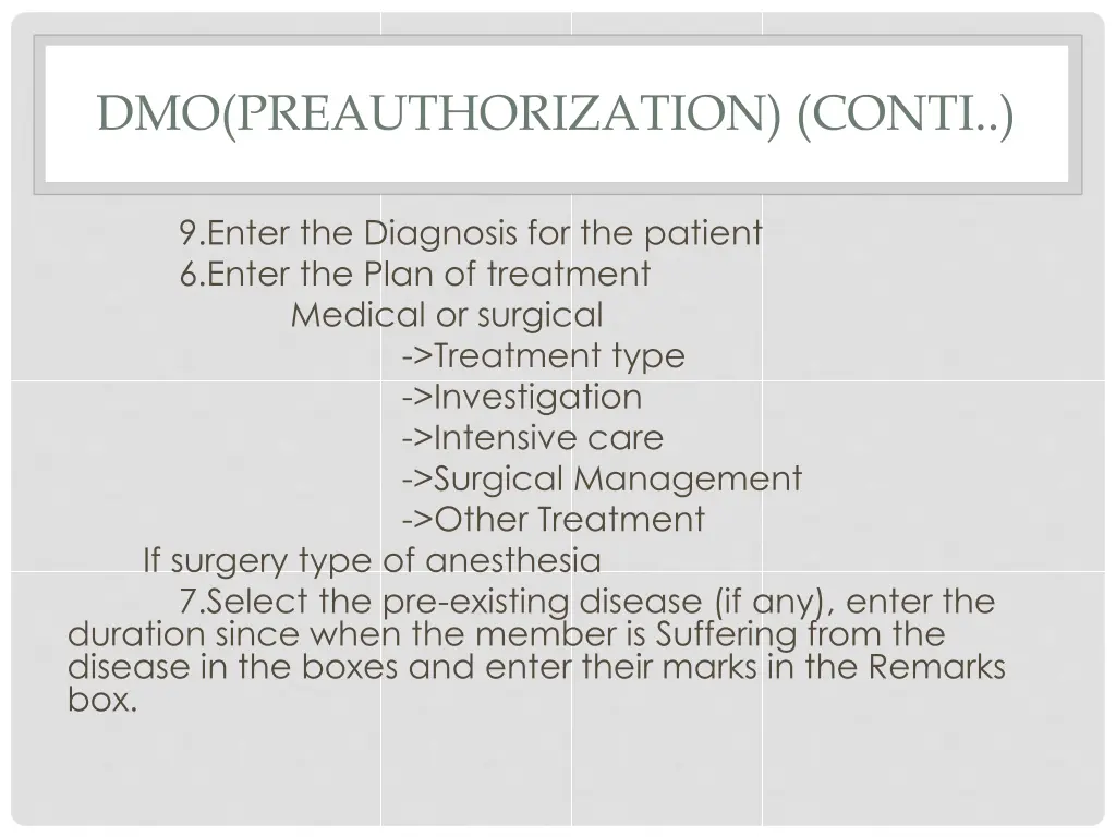 dmo preauthorization conti 6