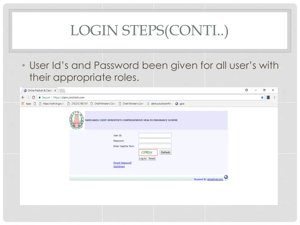 login steps conti