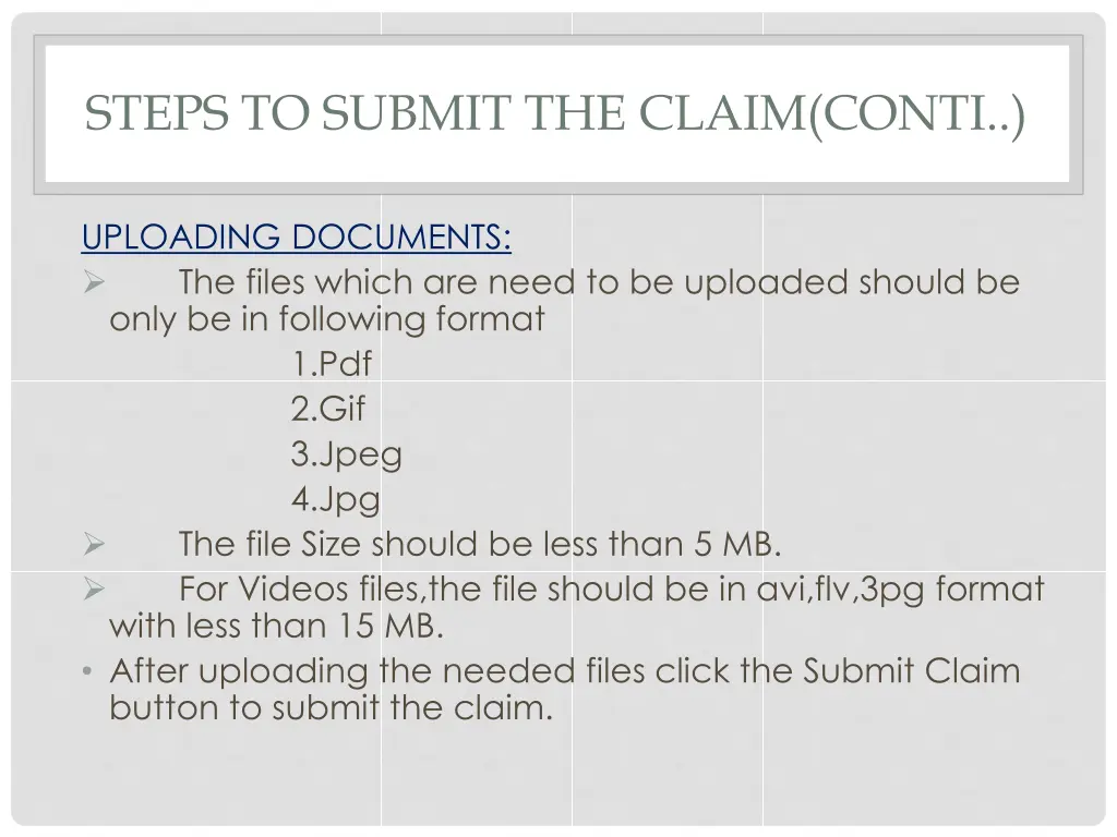 steps to submit the claim conti 2