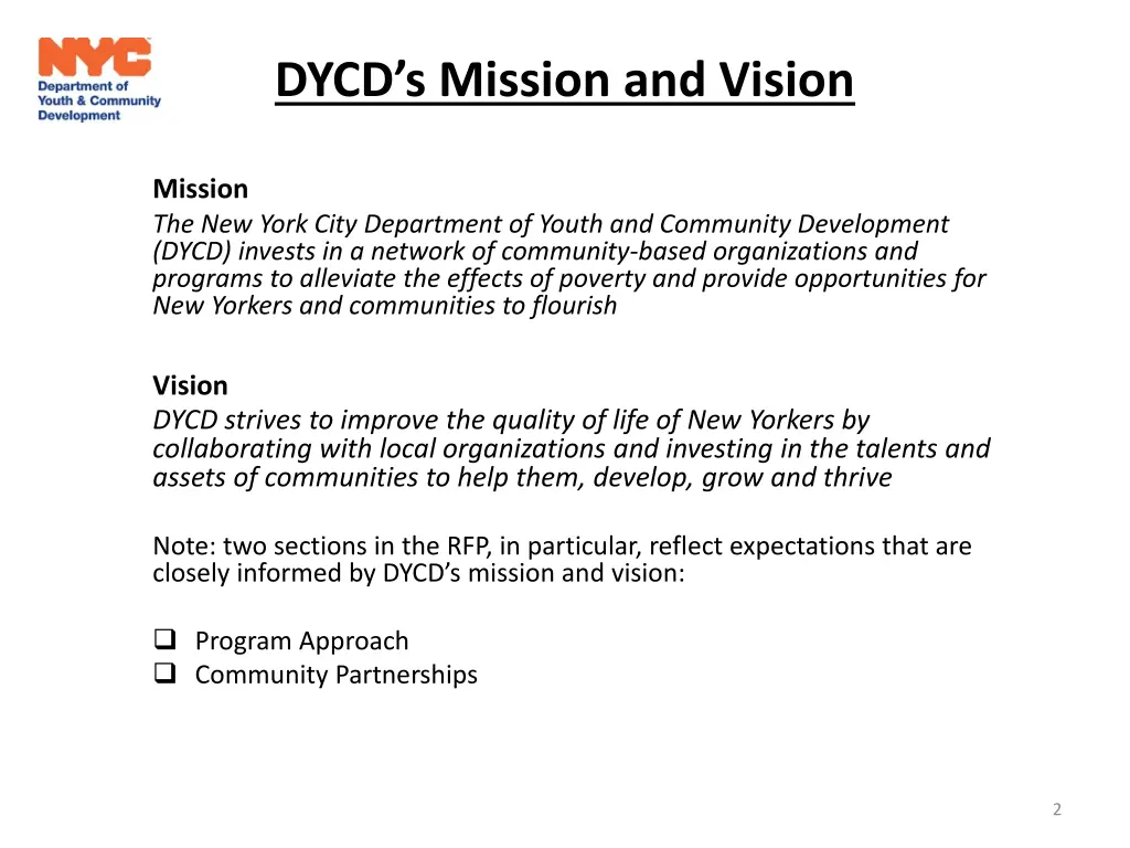 dycd s mission and vision