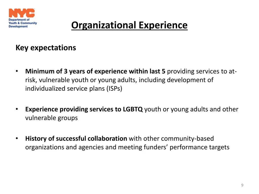 organizational experience key expectations