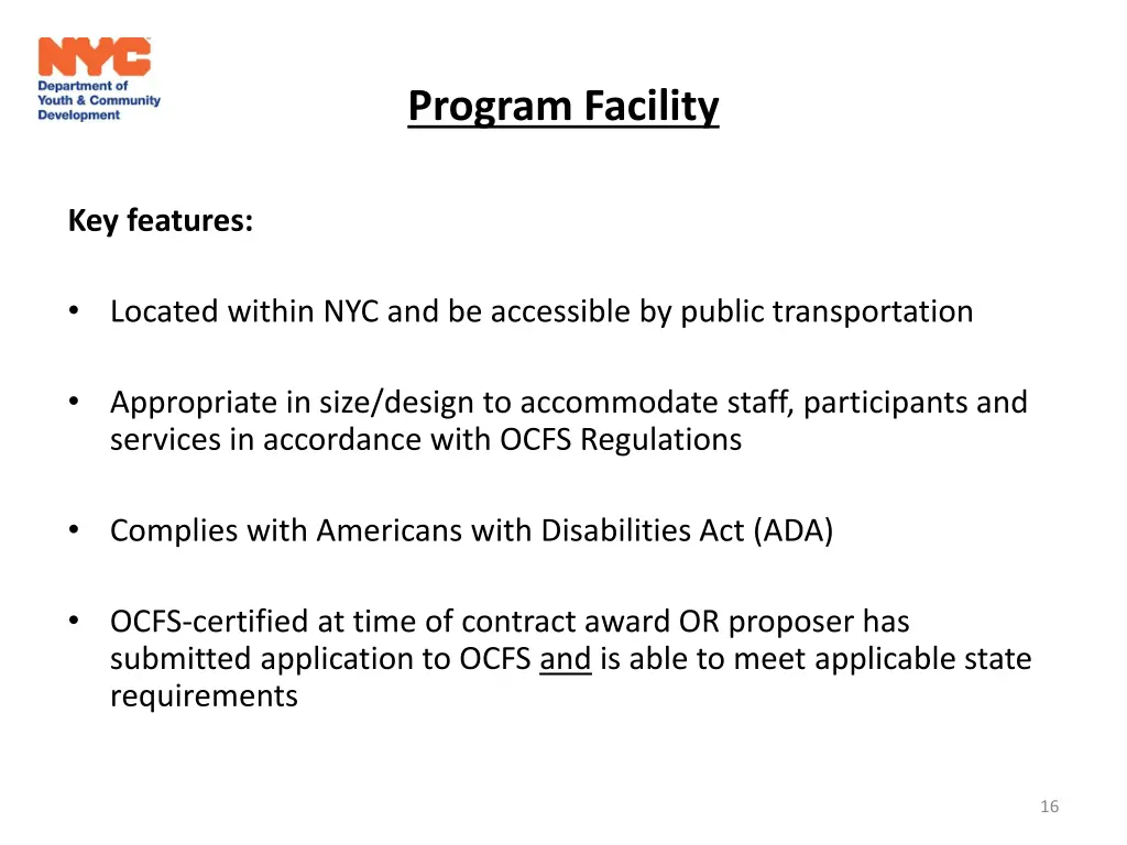 program facility