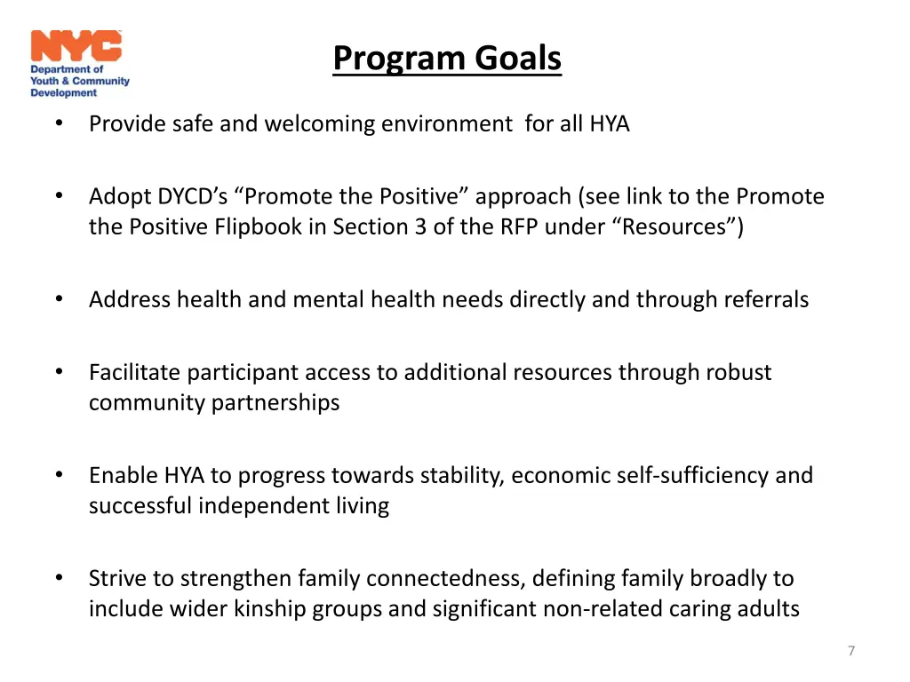 program goals