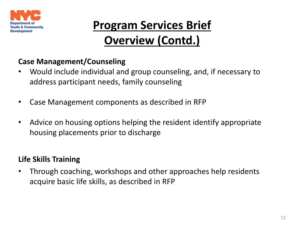 program services brief overview contd