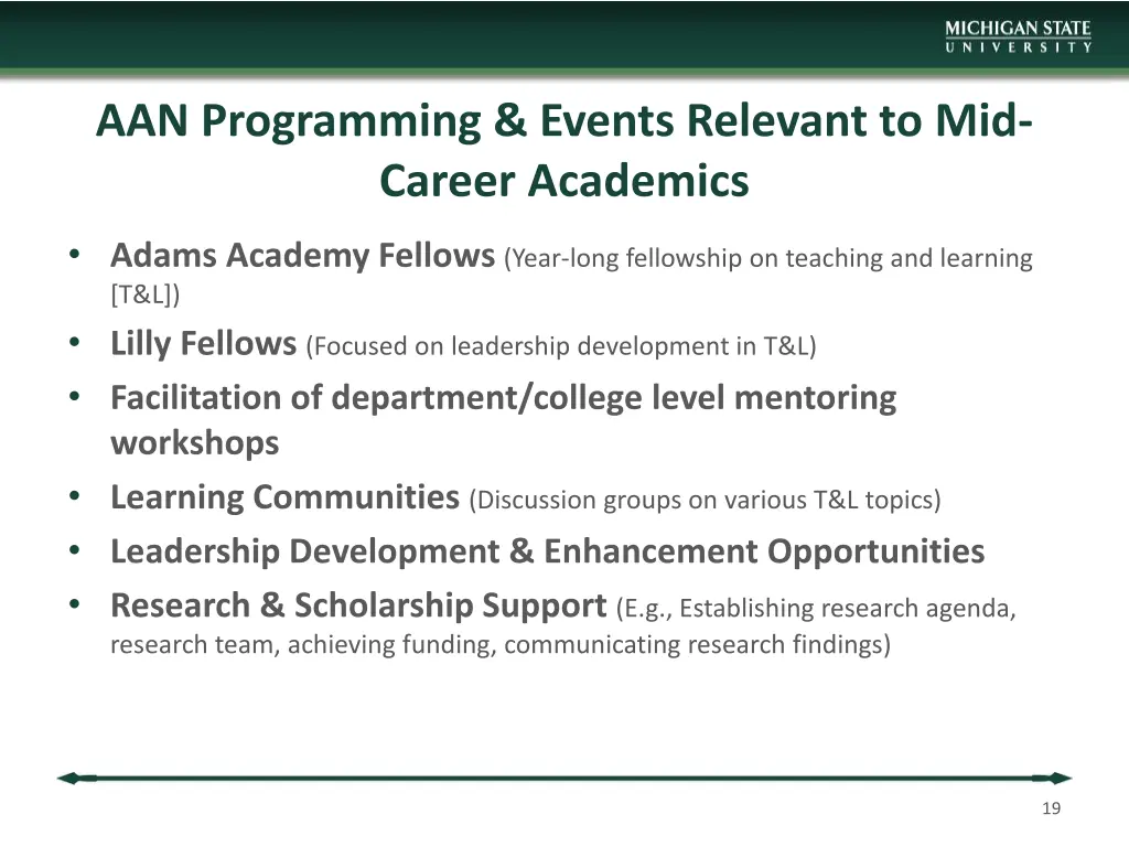 aan programming events relevant to mid career