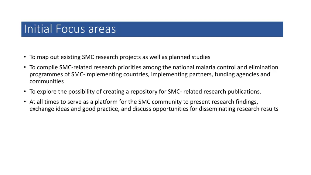 initial focus areas