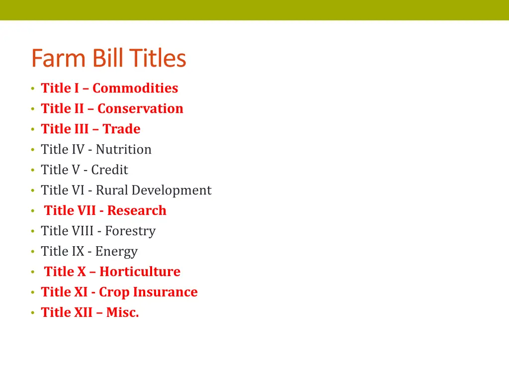 farm bill titles title i commodities title
