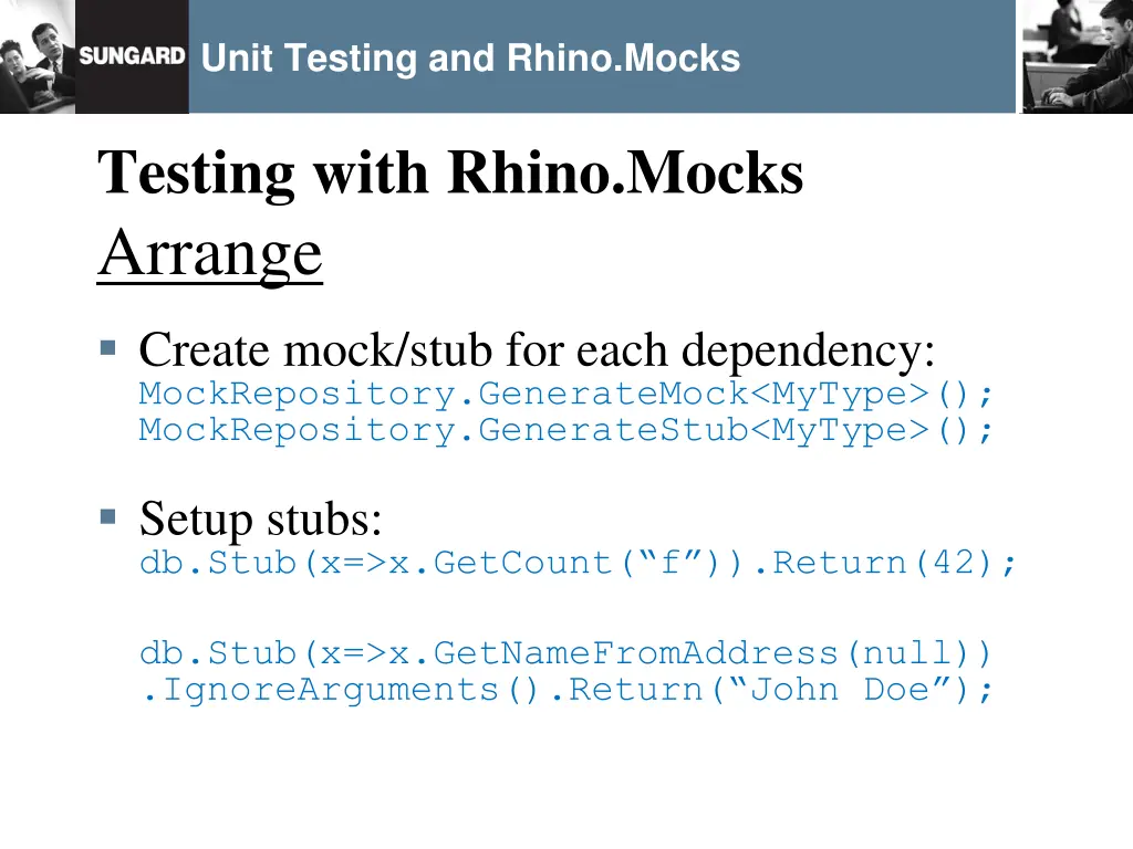 unit testing and rhino mocks 17