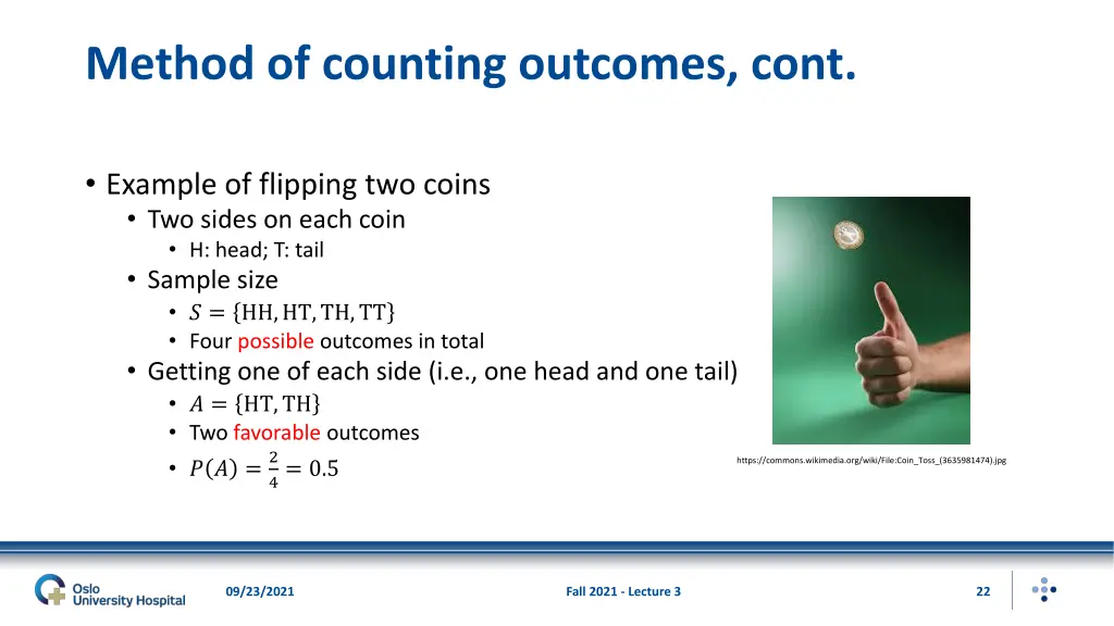 method of counting outcomes cont