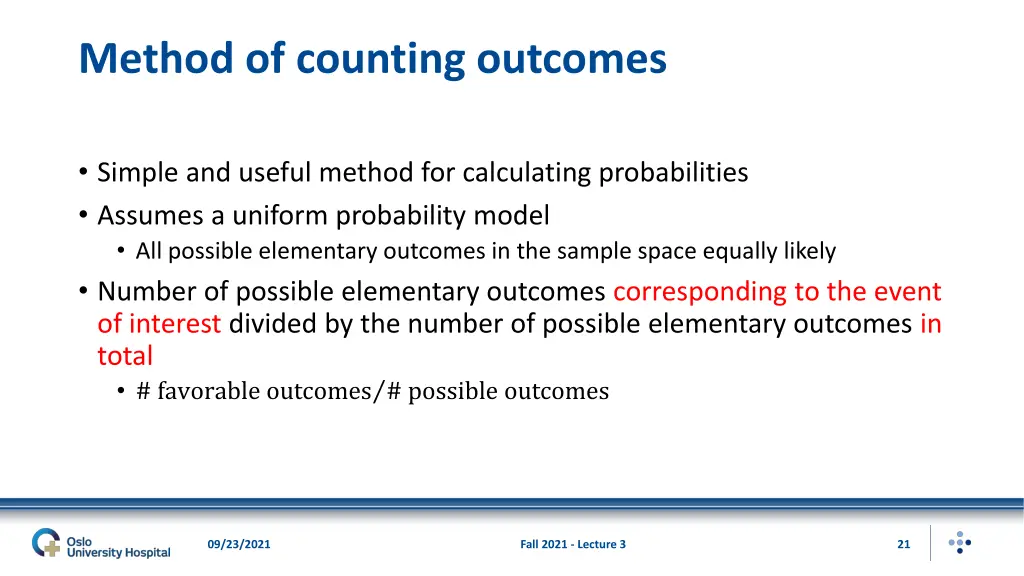 method of counting outcomes