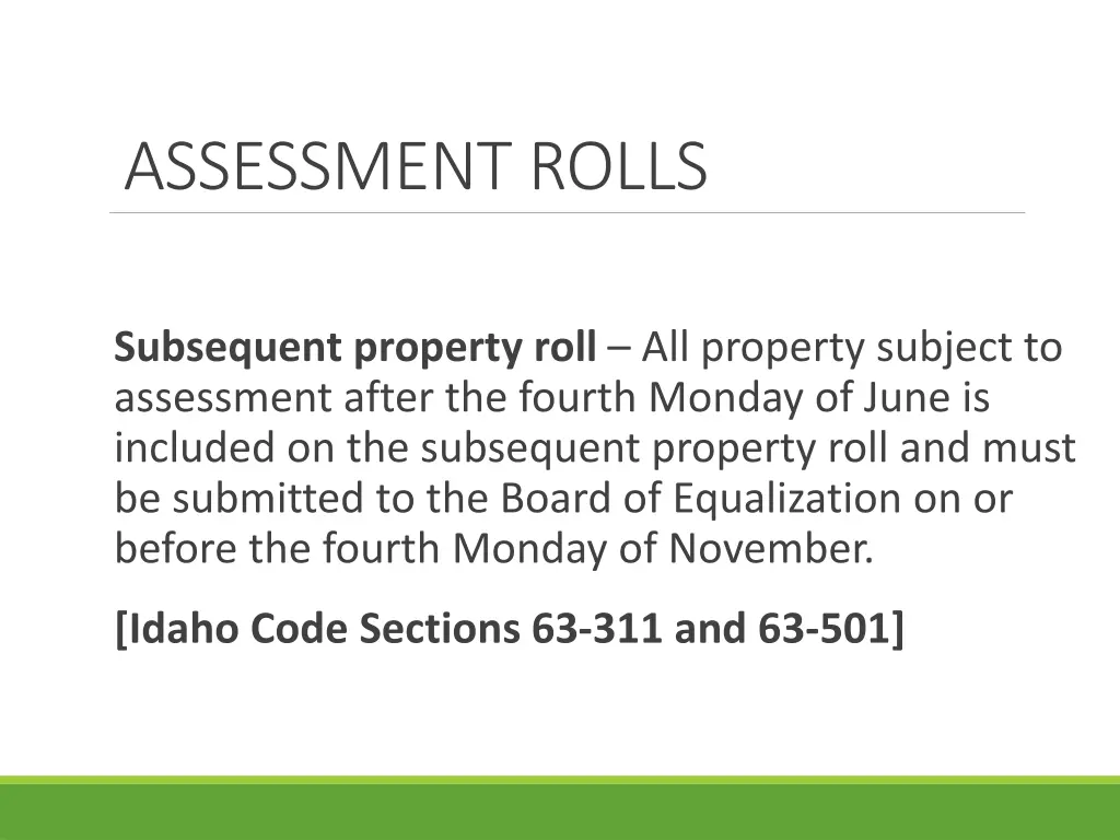 assessment rolls 1