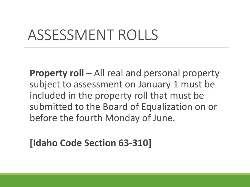 assessment rolls