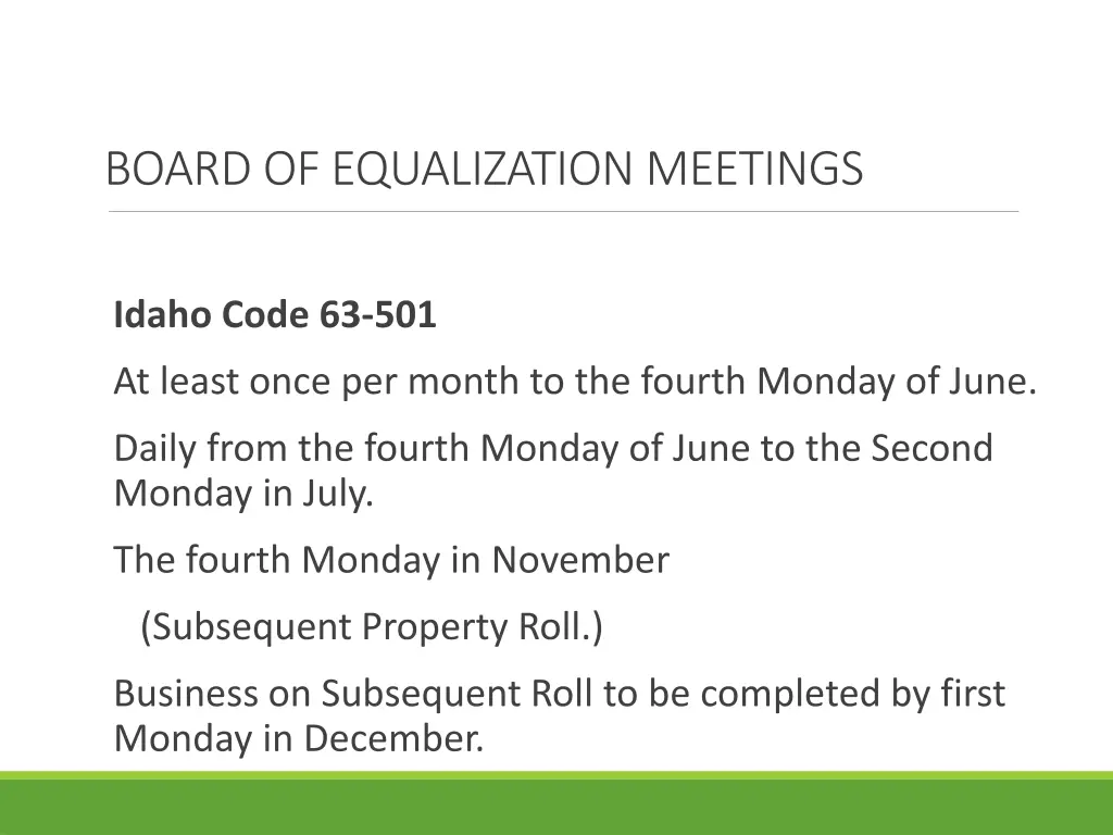 board of equalization meetings