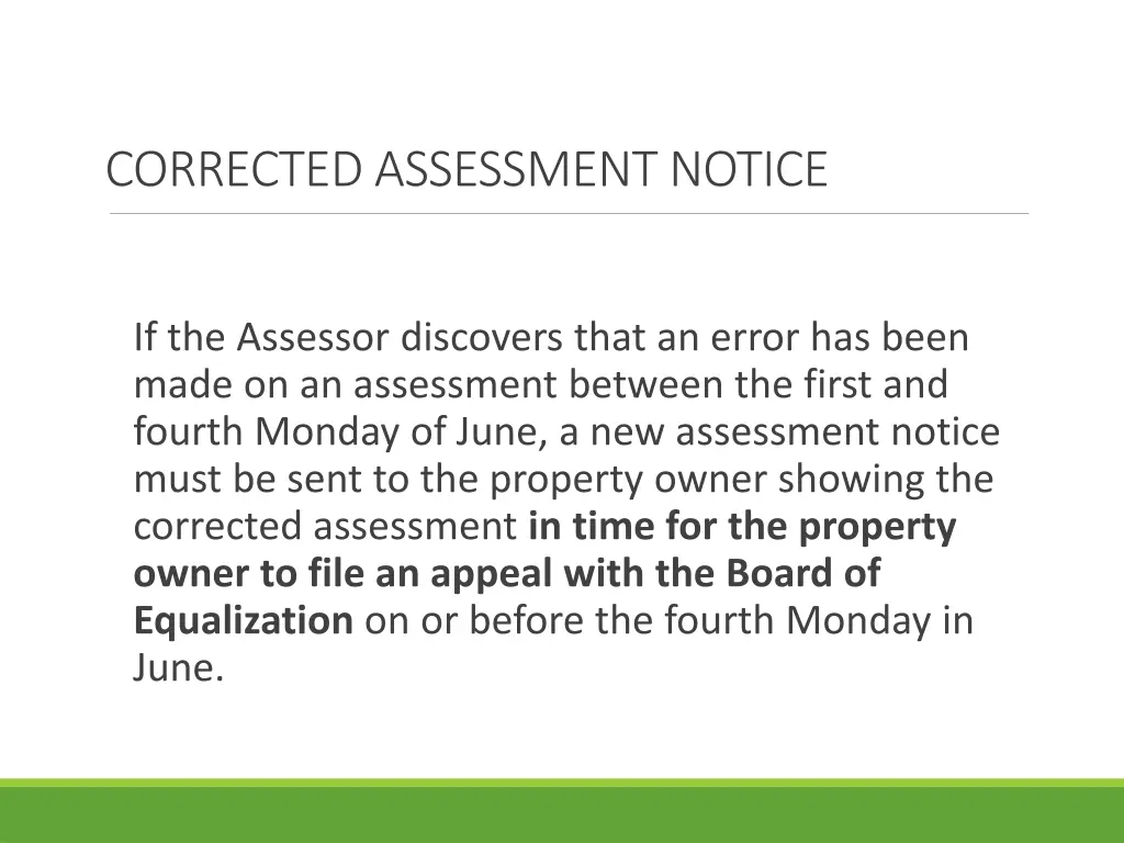 corrected assessment notice