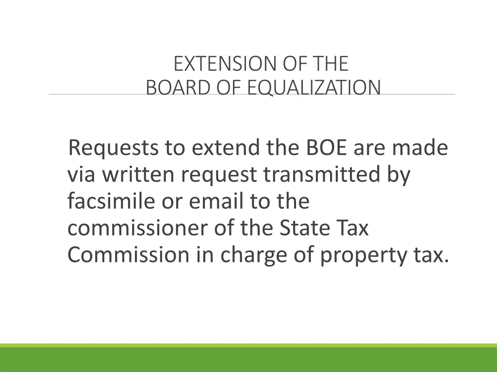 extension of the board of equalization