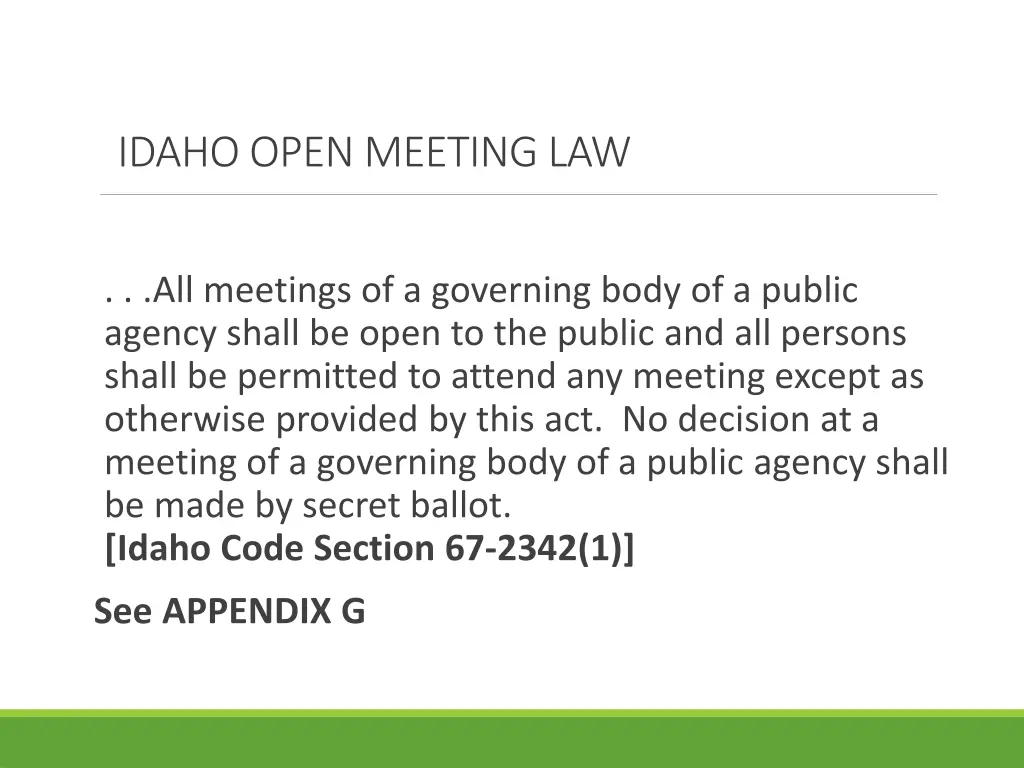 idaho open meeting law