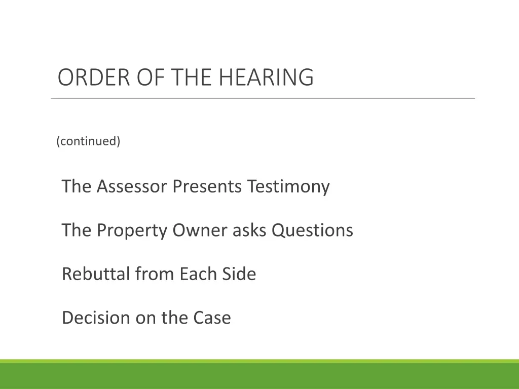 order of the hearing 1