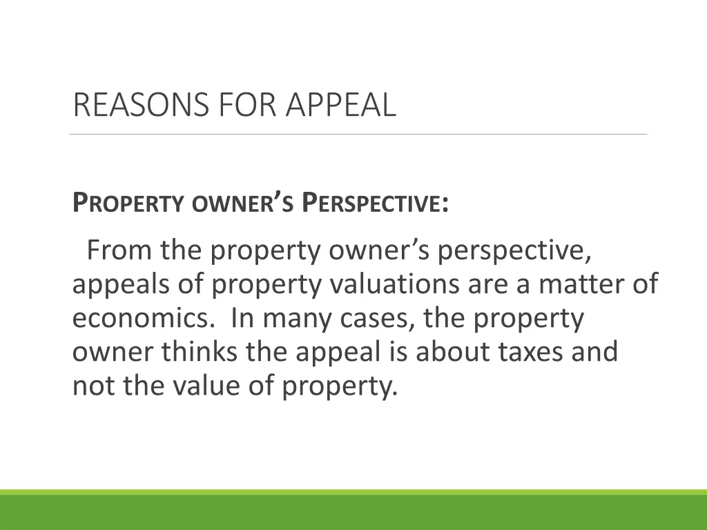 reasons for appeal
