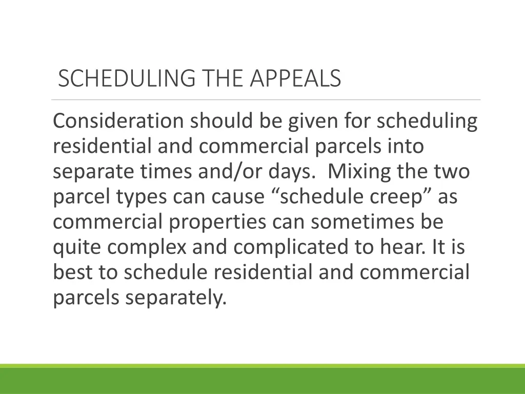scheduling the appeals 1