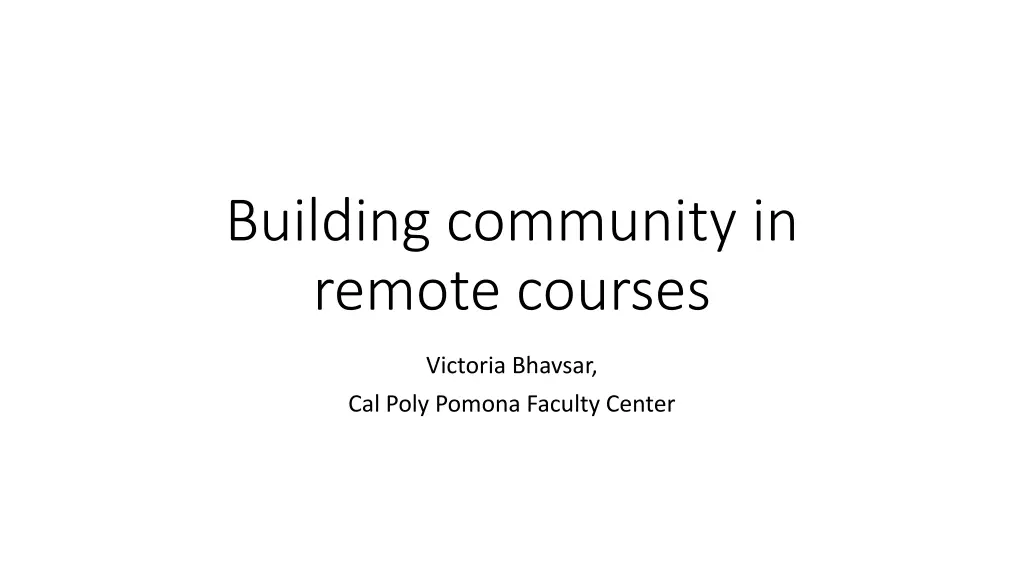 building community in remote courses