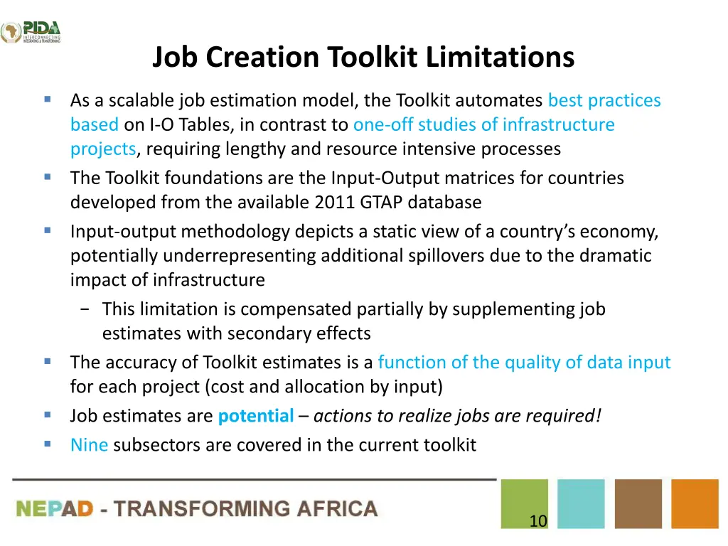 job creation toolkit limitations