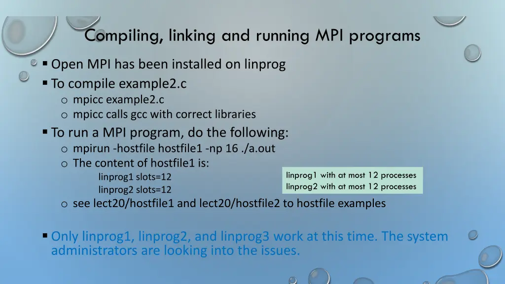 compiling linking and running mpi programs