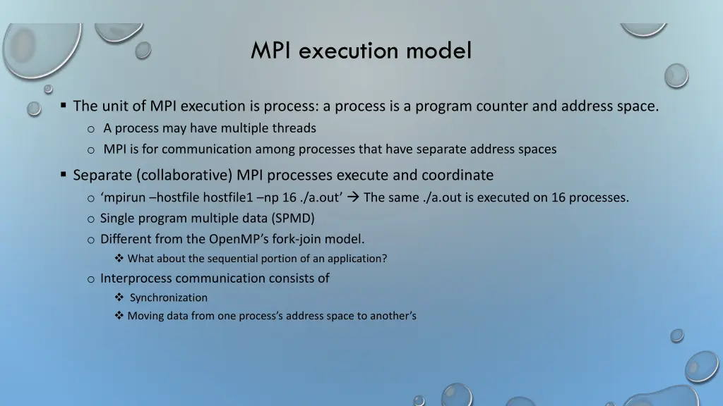 mpi execution model