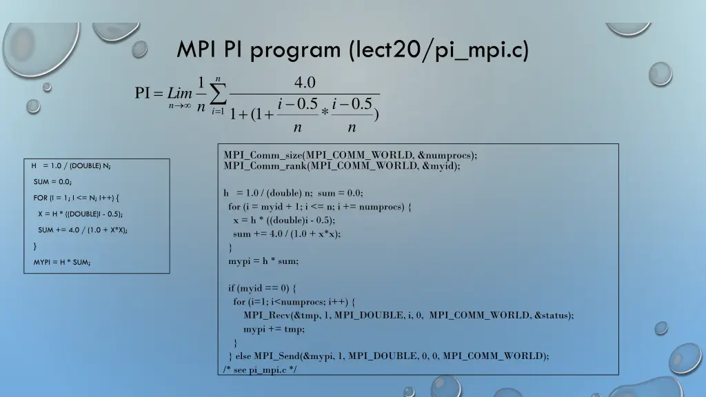 mpi pi program lect20 pi mpi c