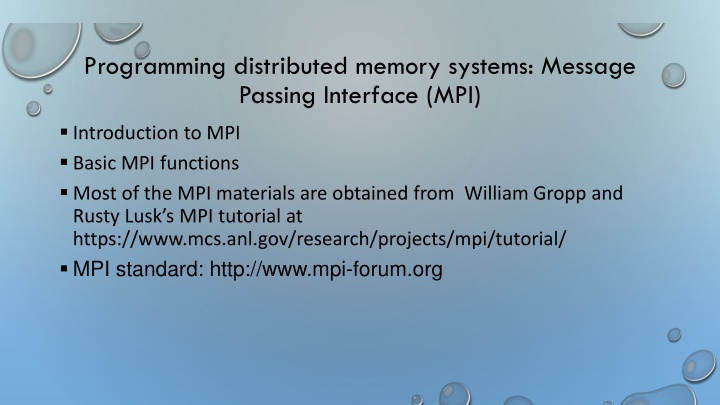 programming distributed memory systems message