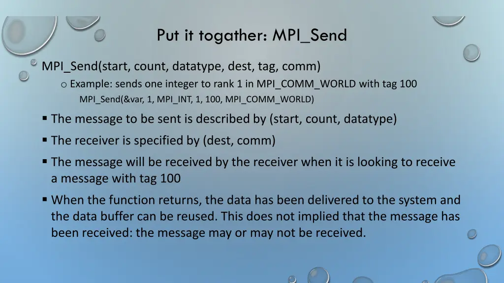 put it togather mpi send