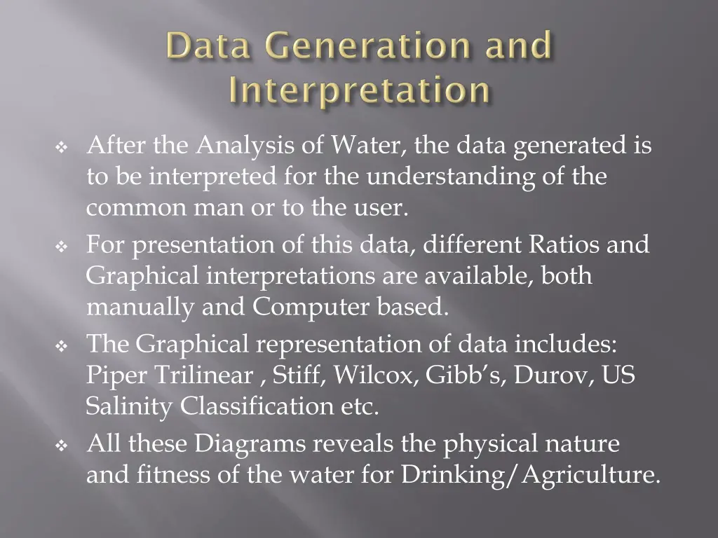 after the analysis of water the data generated