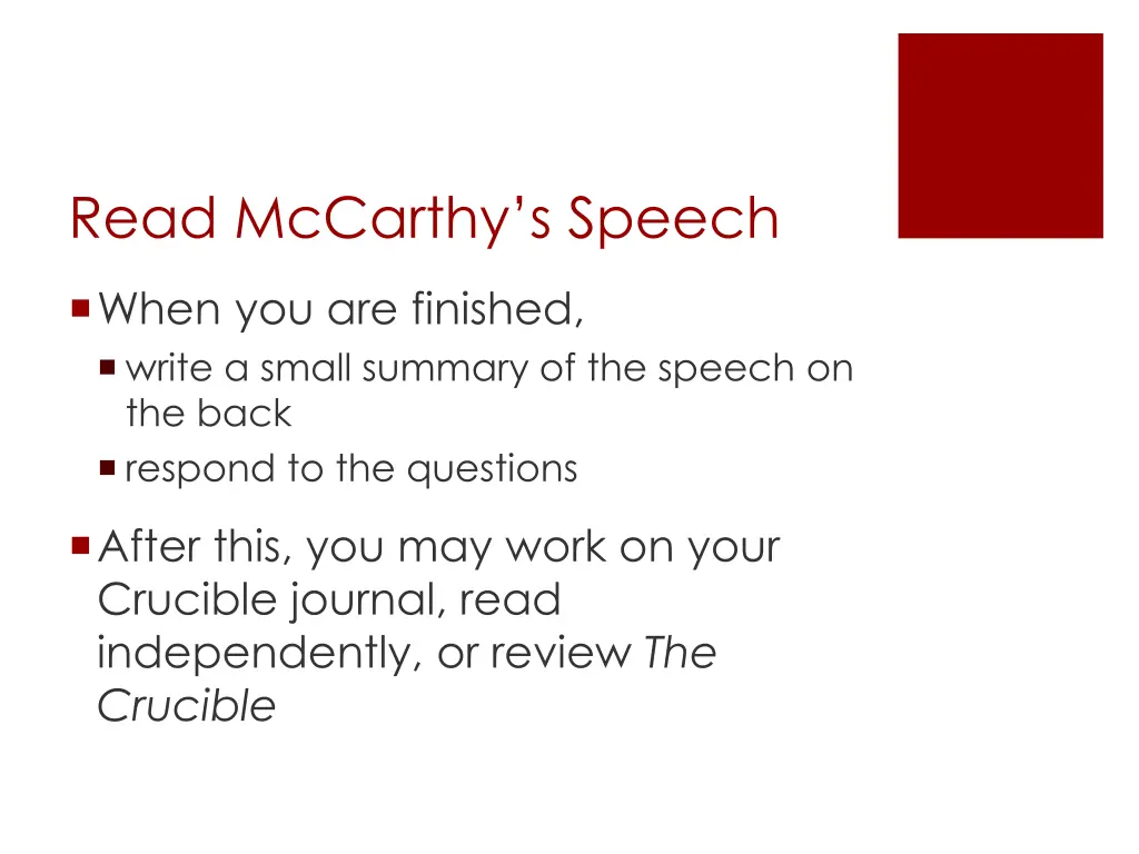 read mccarthy s speech