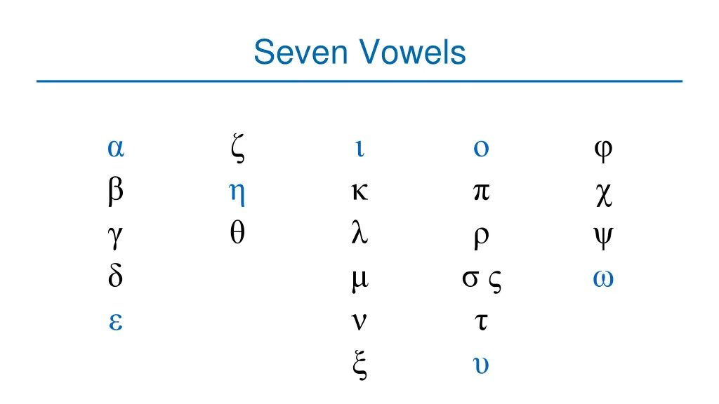 seven vowels
