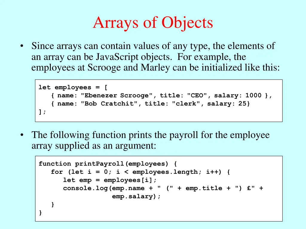arrays of objects