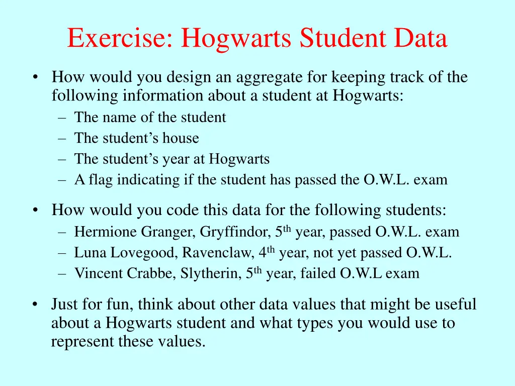 exercise hogwarts student data
