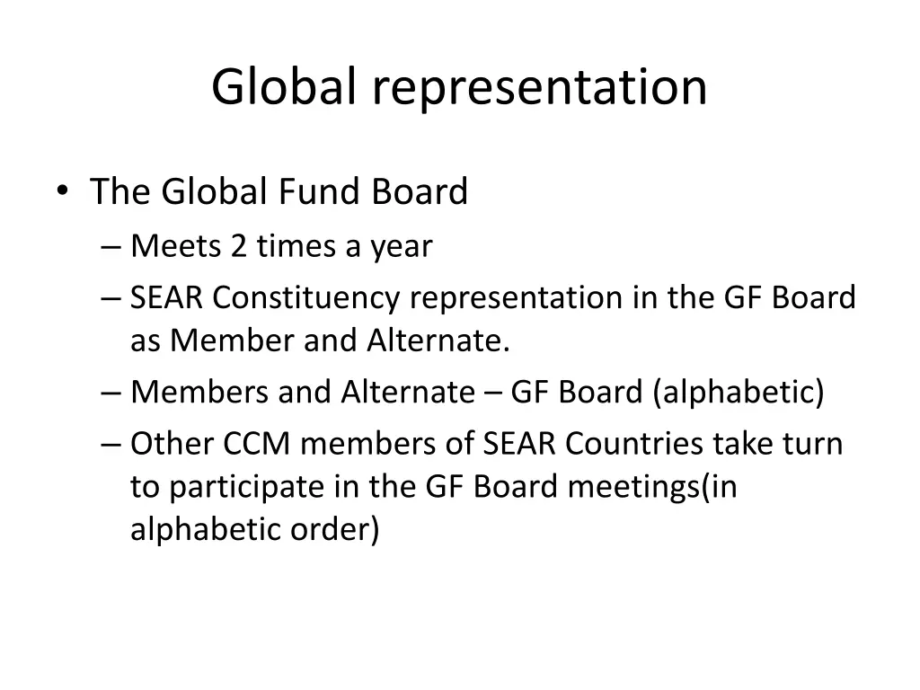 global representation