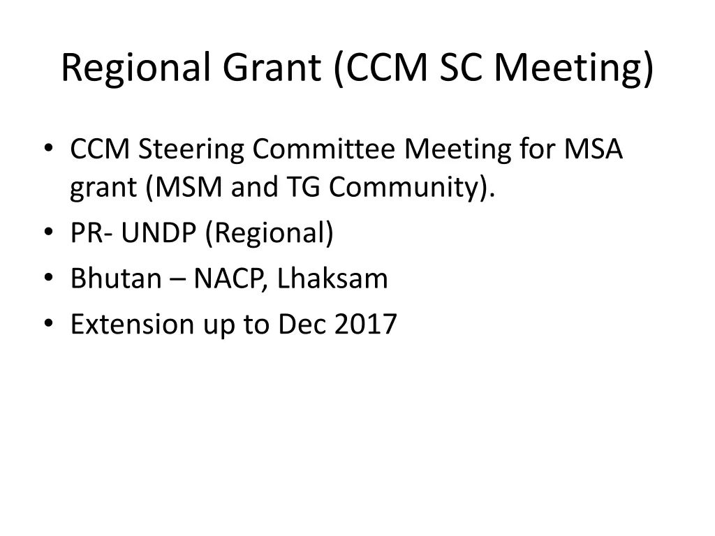 regional grant ccm sc meeting